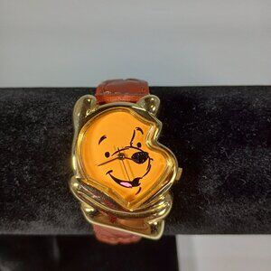 Disney Winnie the Pooh Timex Wristwatch w/Brown Braided Leather Band New Battery